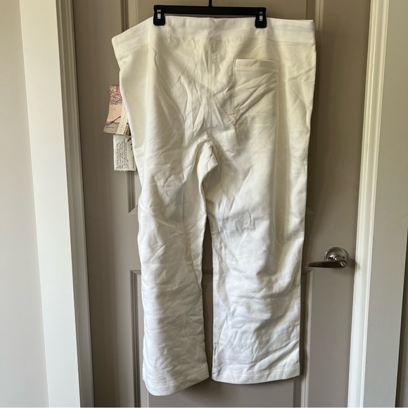 NWT COTTON GINNY Organic Cotton Blend Wide Leg White Fleece Pants plus petite lg - Picture 3 of 14